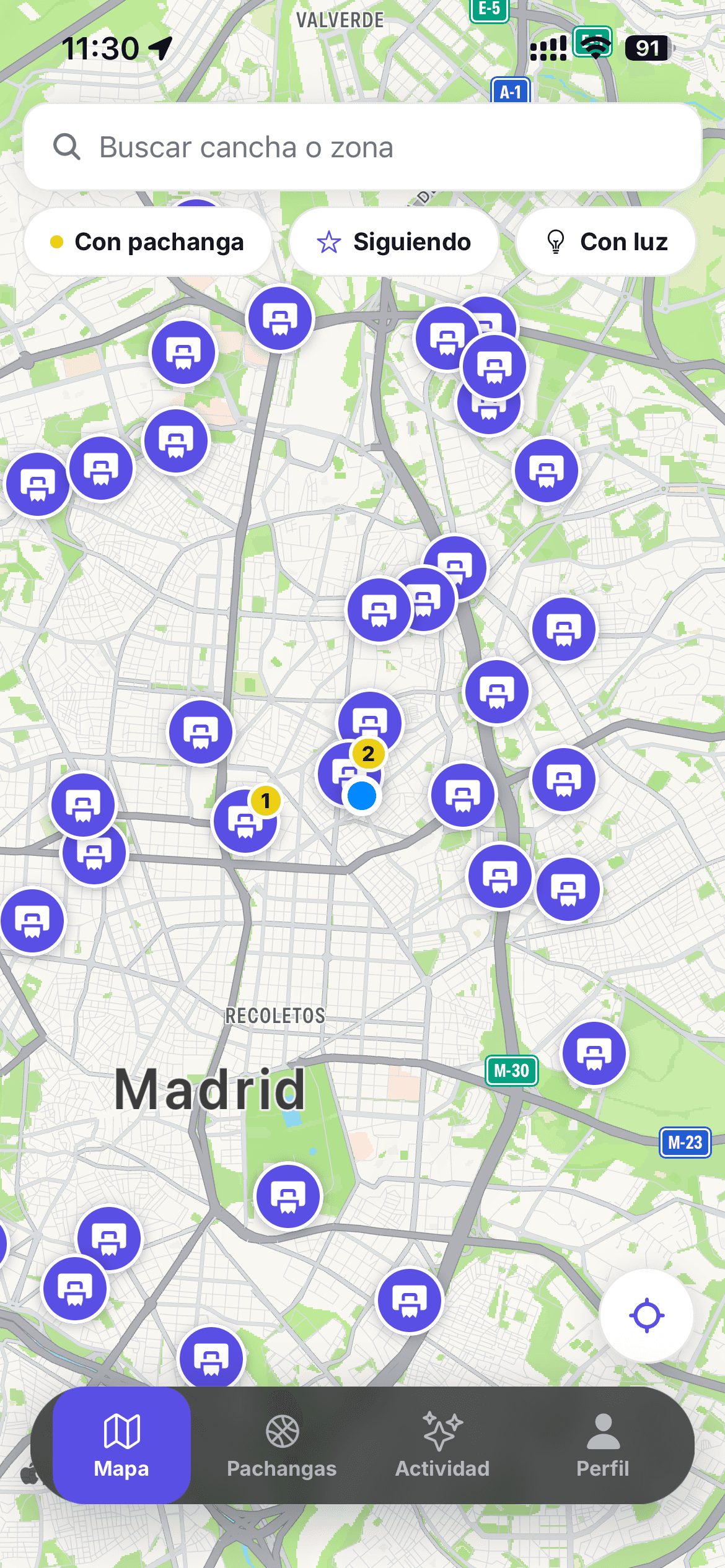 Mapa de canchas de Rookie